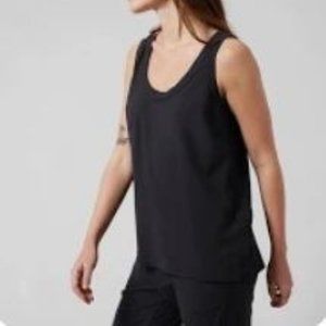 Athleta Featherlight Stretch Tank Size Small Black Ruffle Quick Dry UPF NWOT NEW